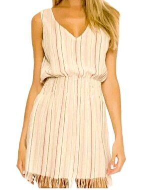 BECCA by REBECCA Coastal Shorts Romper Swim Coverup Striped Shimmery Back Ties